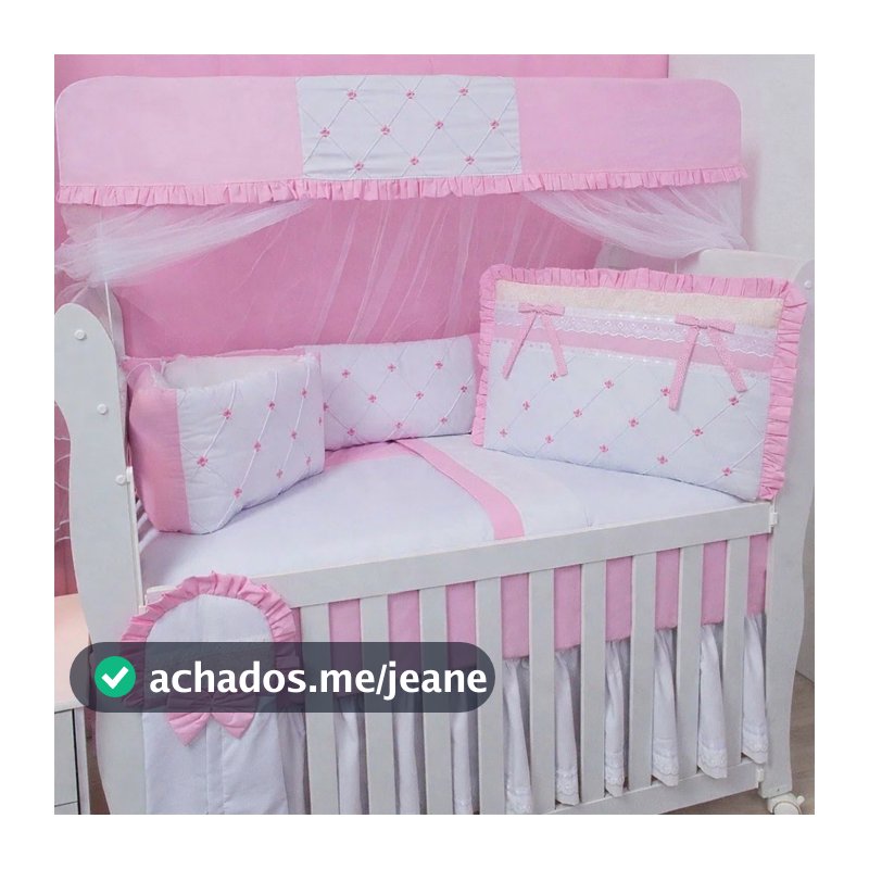 Kit Berço Enxoval Bebe Menina Baby Flower Rosa 9 Peças