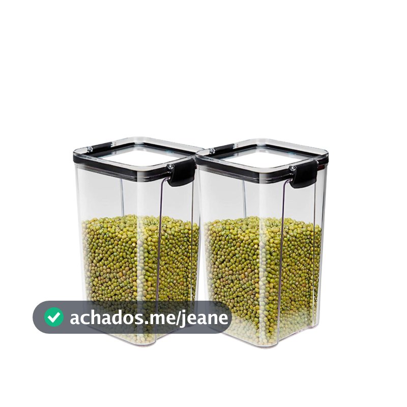 Kit 2 Pote Hermético Transparente com Trava e Silicone Vedação Armário Cozinha Organizador