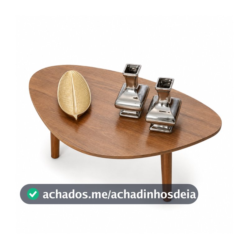 Mesa de Centro Sala Grande Orgânica Pés Palito Mesinha Retro Paris Preta e Wood - Demoglass
