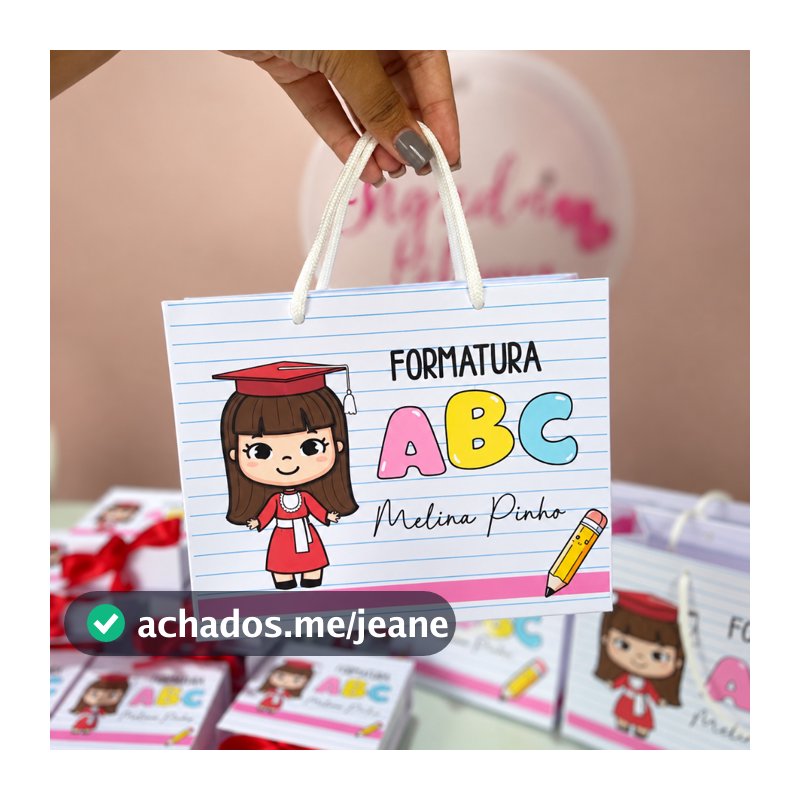 Sacolinha personalizada formatura ABC -  Pegue e monte - mimos formatura - personalizados