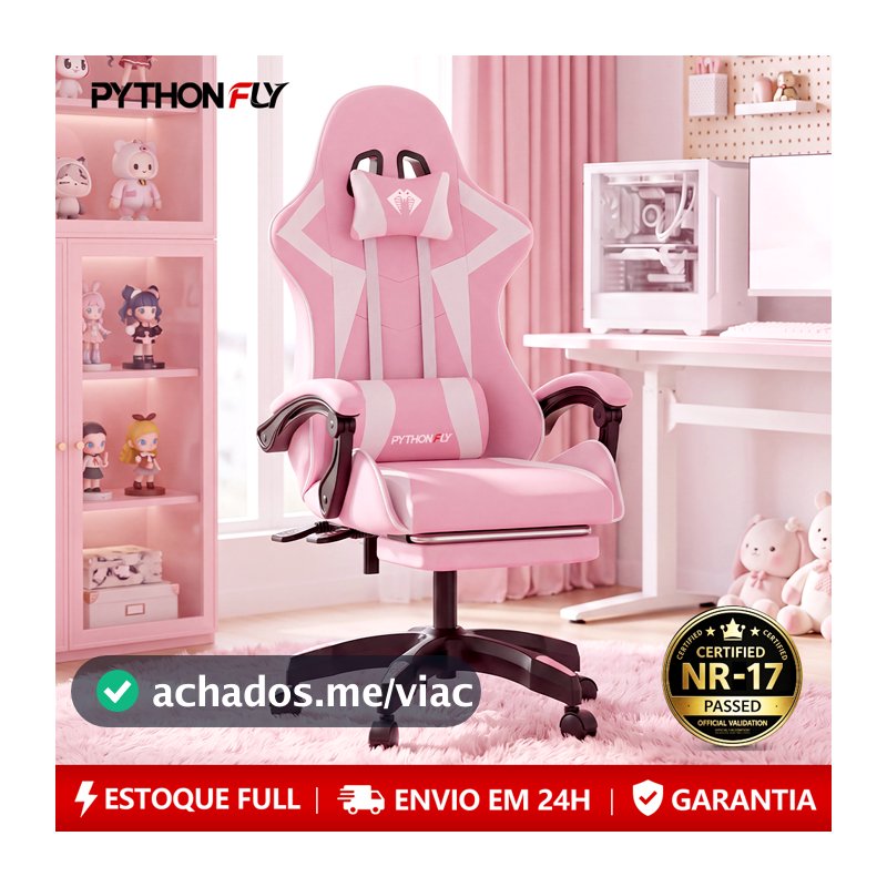 Cadeira Gamer Ergonômica Reclinável com Apoio de Pés Ajustável e Base Giratória – Máximo Conforto para Longas Sessões de