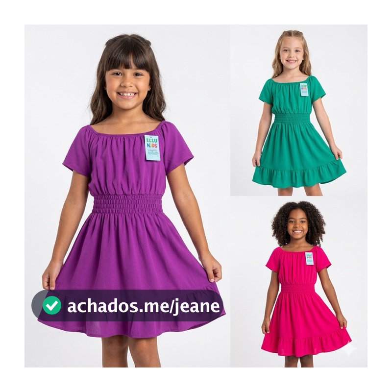 Vestido Princesa Curto em Viscose Infantil e Juvenil. Vestido Estilosa /Moda Blogueirinha /Moda Evangélica/ Casamento