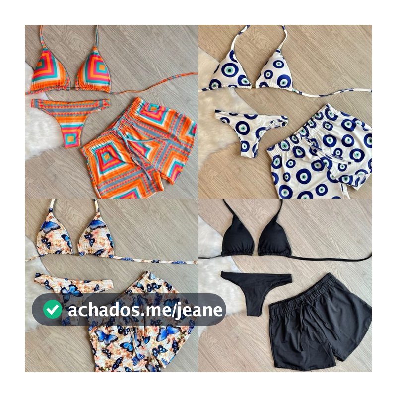 kit biquini com shorts 3 peças triquini conjunto 3 peças P M G GG moda praia