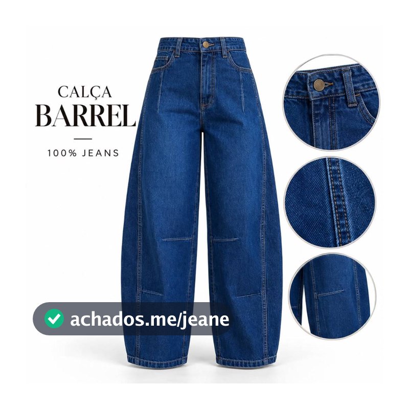 Calça Jeans Feminina Slouchy / Baggy Premium – Barrel  Cintura Alta com Pregas