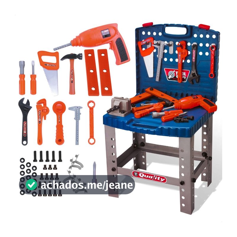 Super Kit Ferramenta com Furadeira Brinquedo Infantil 53 Peças Faz de Conta