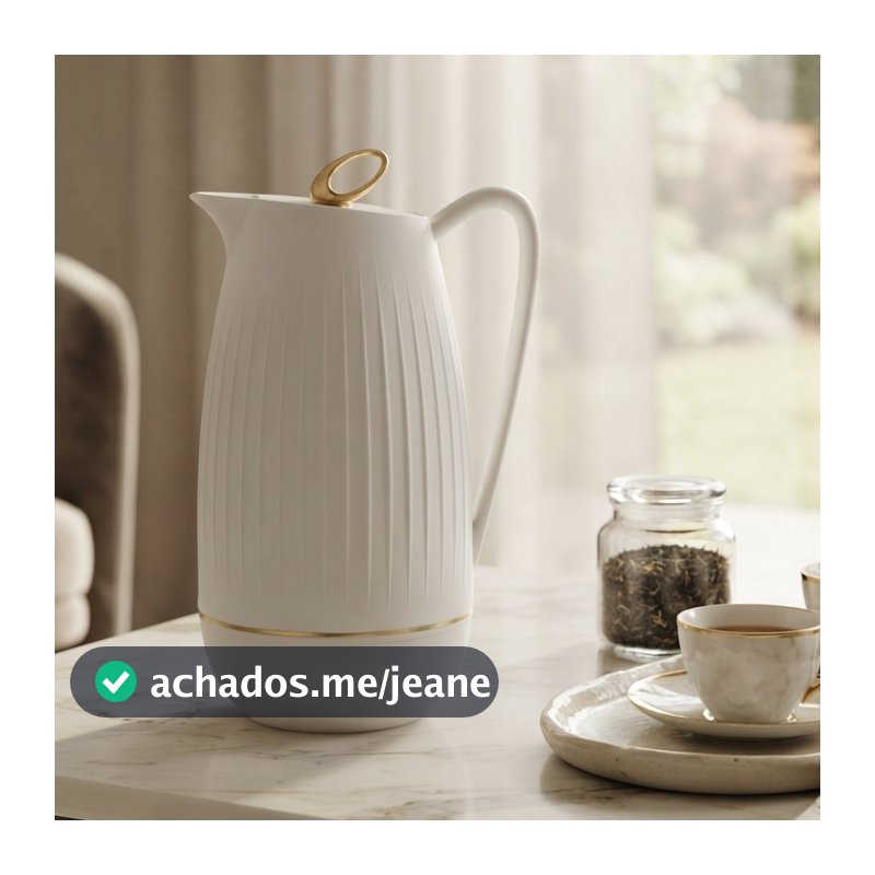 Garrafa Térmica Lyor Ballon 1L Branca de Plástico para Café Chá Água Quente e Fria Chimarrão Bule Escritório Casa Viagem