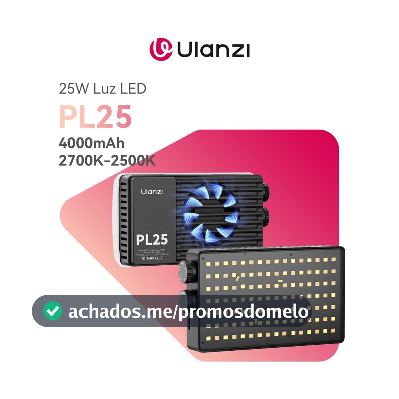 ULANZI PL25 25W Bi-Color Video Light, Painel LED Portátil de Bolso para Fotografia e Vídeo