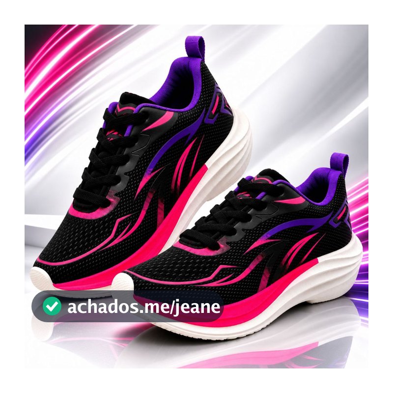 Tenis Feminino Escolar Academia Maratona Original FREEDOM Corrida Caminhada Lançamento FLORECENTE PRETO PINK TENDENCIA