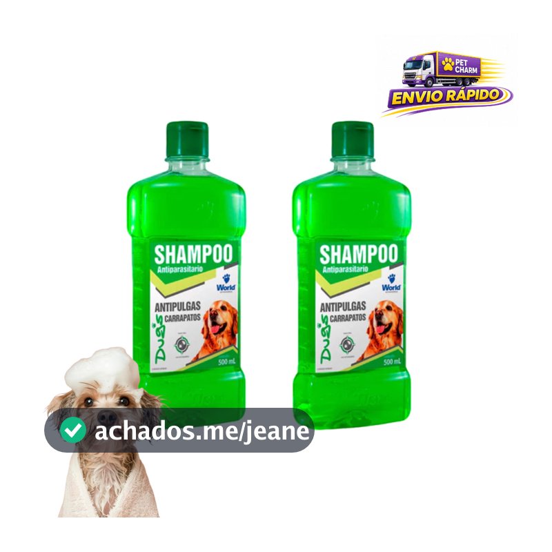 Kit 2 Shampoo Dug’s 500ml Cães AntiPulgas e Carrapatos