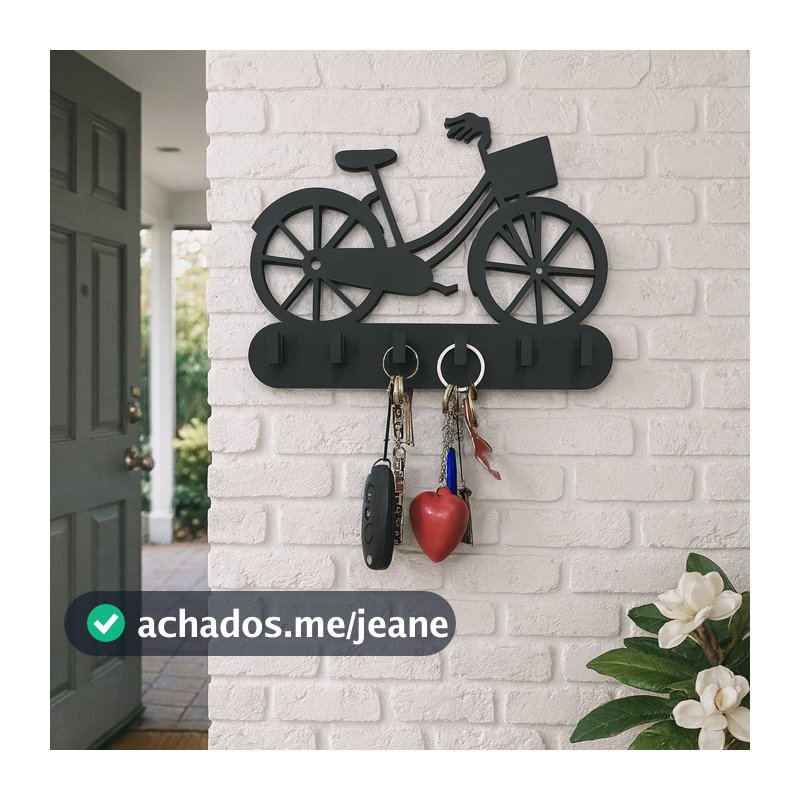 Porta Chaves Para Parede Bicicleta Vazado 6 Ganchos MDF Para Decoração
