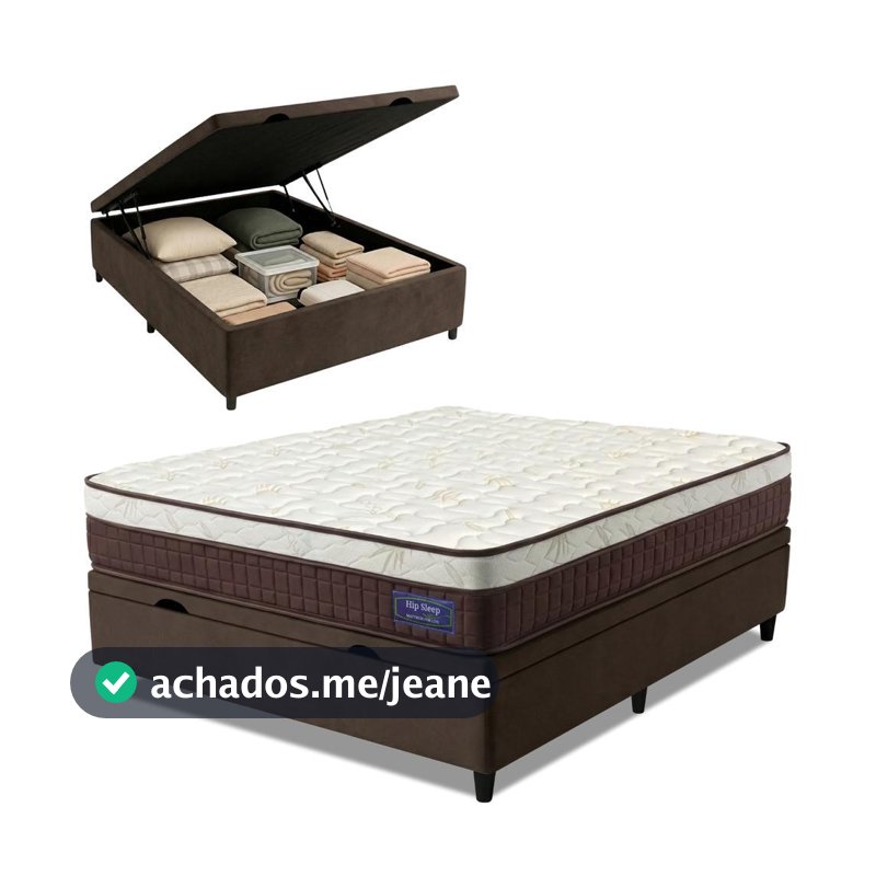 Cama Box Baú Colchão Casal Molas Superlastic Euro Pillow Start 138x188x65cm Apolo
