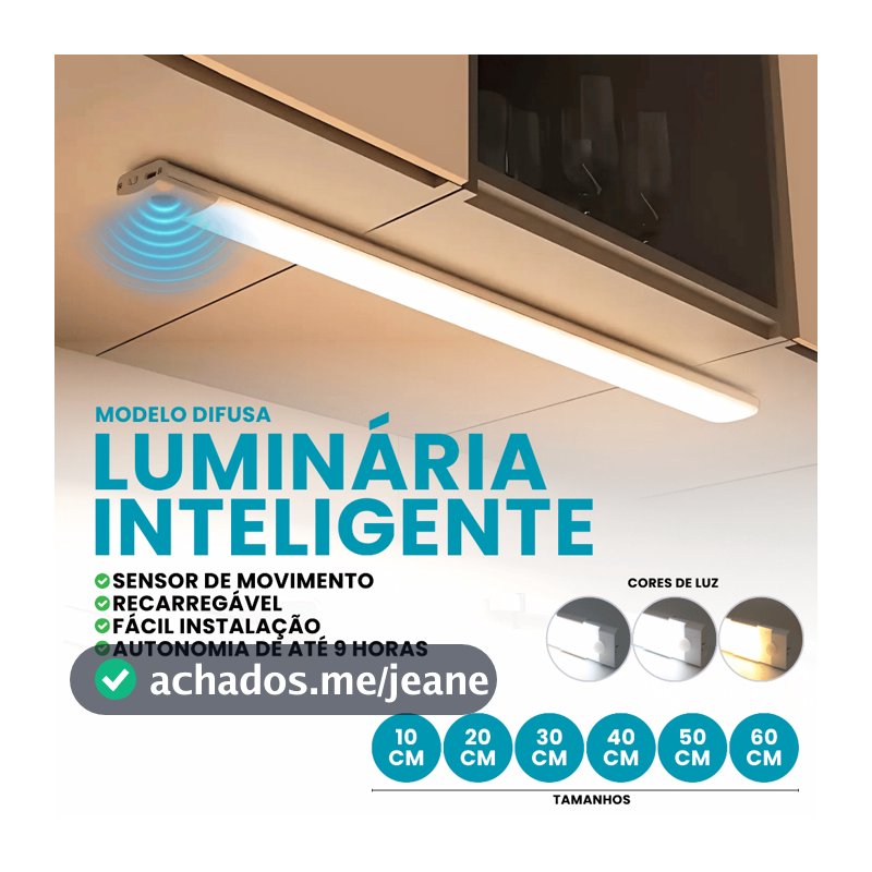 Kit Smart Luminária Inteligente Led Barra Difusa Usb Recarregáve USB com sensor de movimento Sem fio