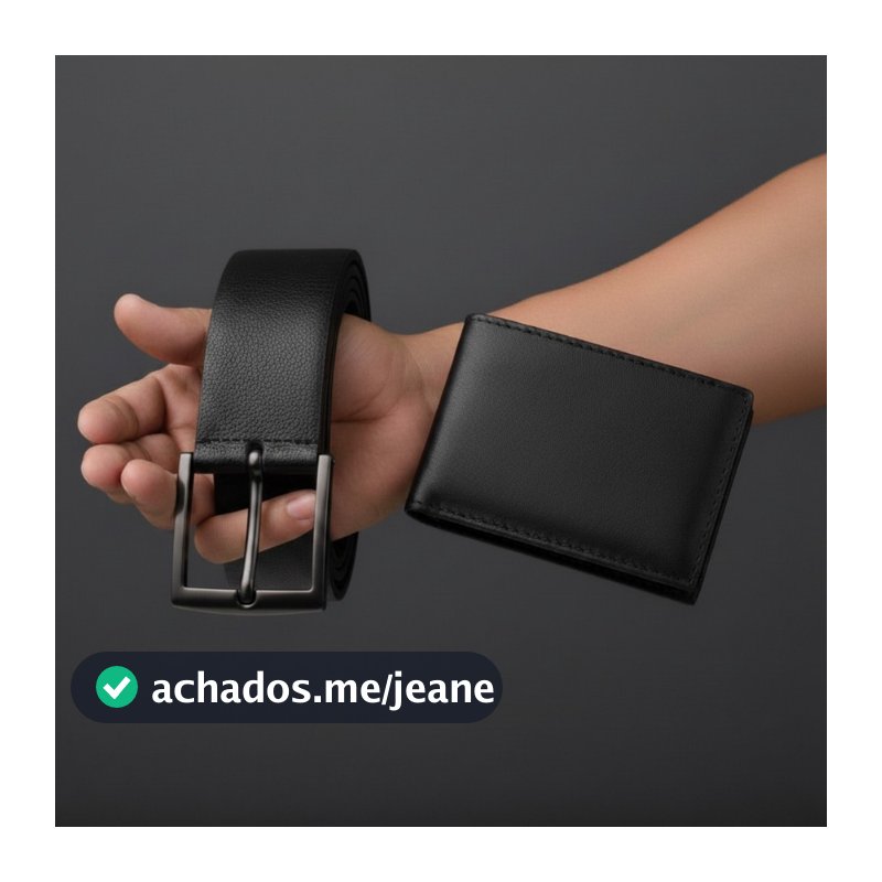 Kit Cinto Masculino + Carteira Masculina Lisa Slim Porta cartão Masculino Cinto 120CM