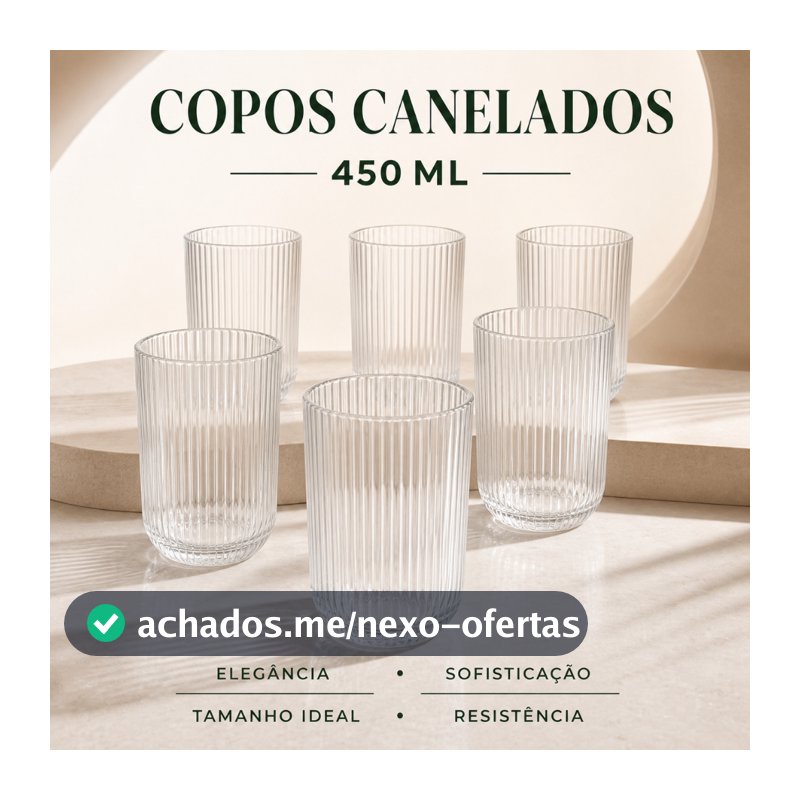 Kit Copos Canelados De Vidro 450ml 🌟 Aesthetic ✨ Jogo Premium Grafiato Água Suco Drinks 🍹6 12 18 24