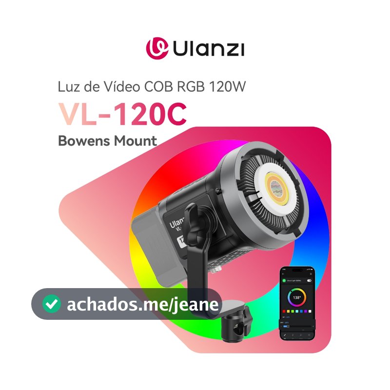 ULANZI VL-120C Luz de Vídeo COB RGB 120W, Bowens Mount, Controle por App, para Fotografia e Vídeo