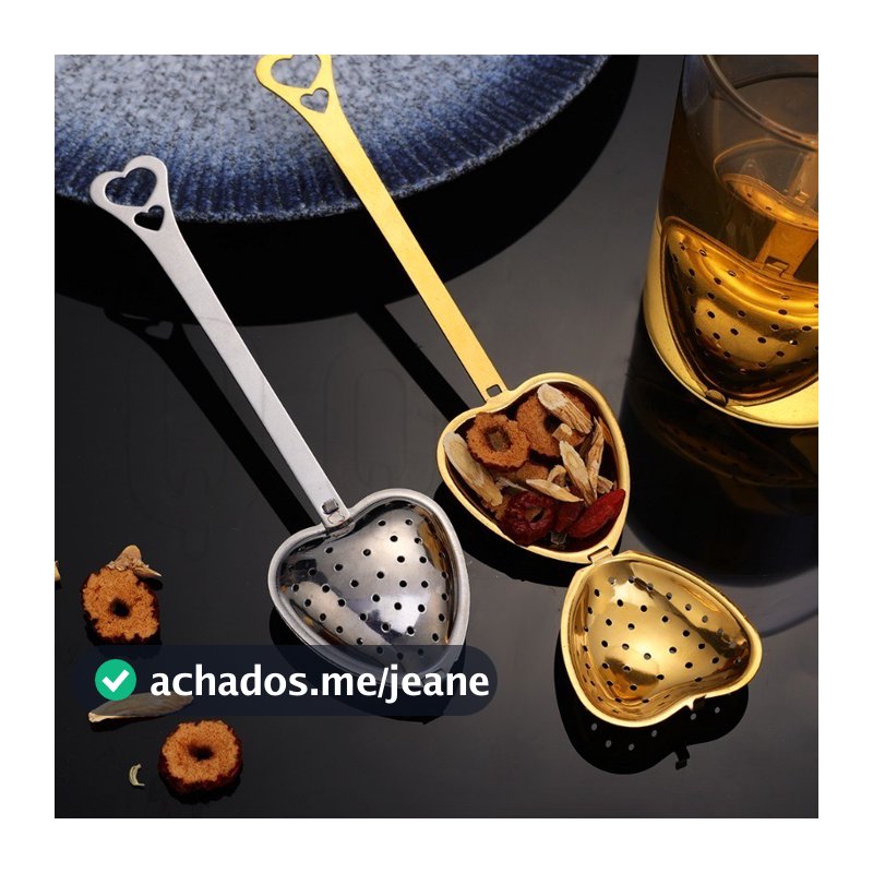 Bola De Chá Portátil Em Forma De Amor De Aço Inoxidável De 1/2 Unidades-Infusor Formato De Coração Com Alça Longa-Colher