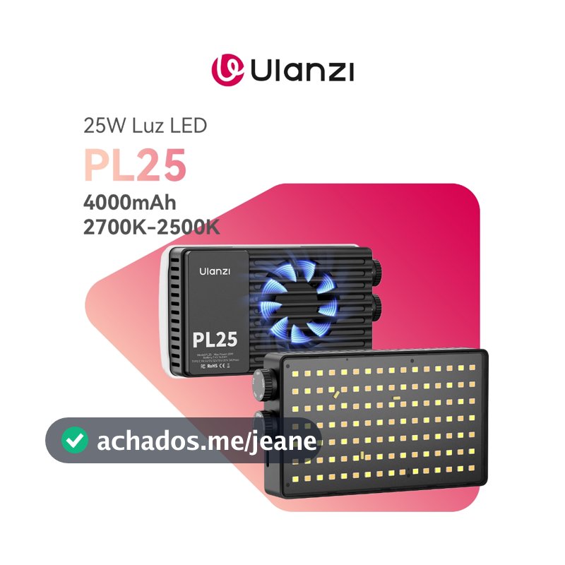 ULANZI PL25 25W Bi-Color Video Light, Painel LED Portátil de Bolso para Fotografia e Vídeo