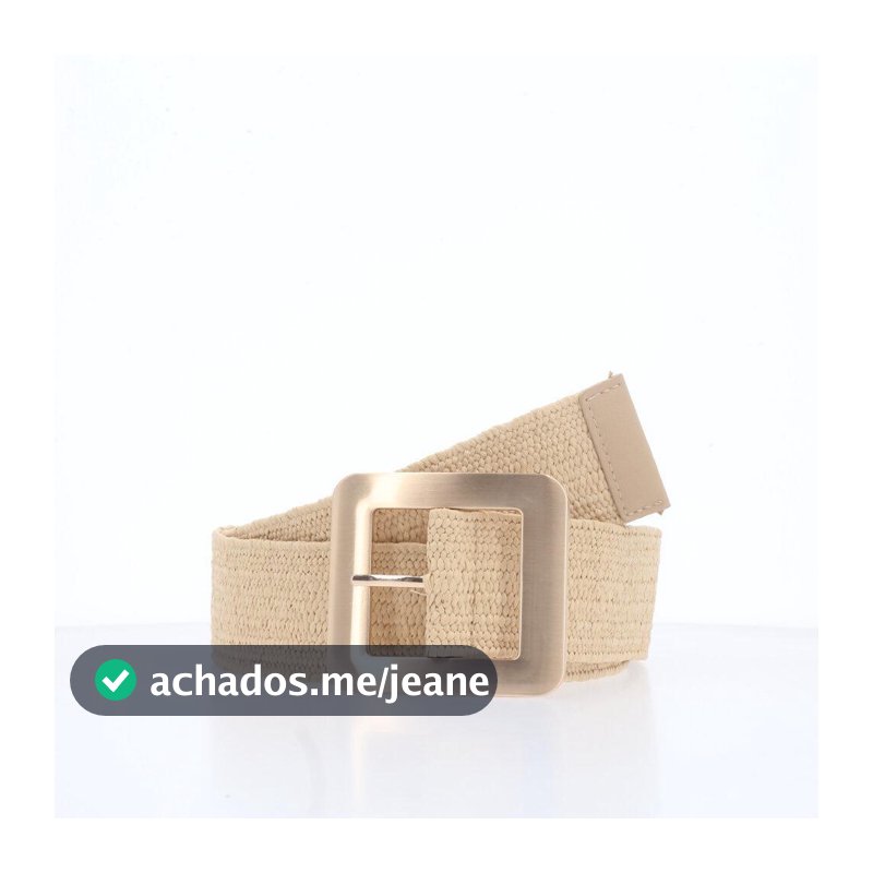 Cinto Feminino de Ráfia e Fivela Metalizada