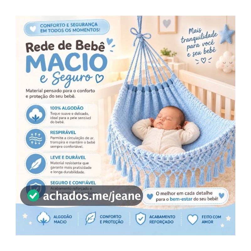 Rede de Berço para Bebe Enxoval Infantil Resistente Confortavel Algodao Criança Menino Menina Azul Rosa, CHA REVELAÇAO