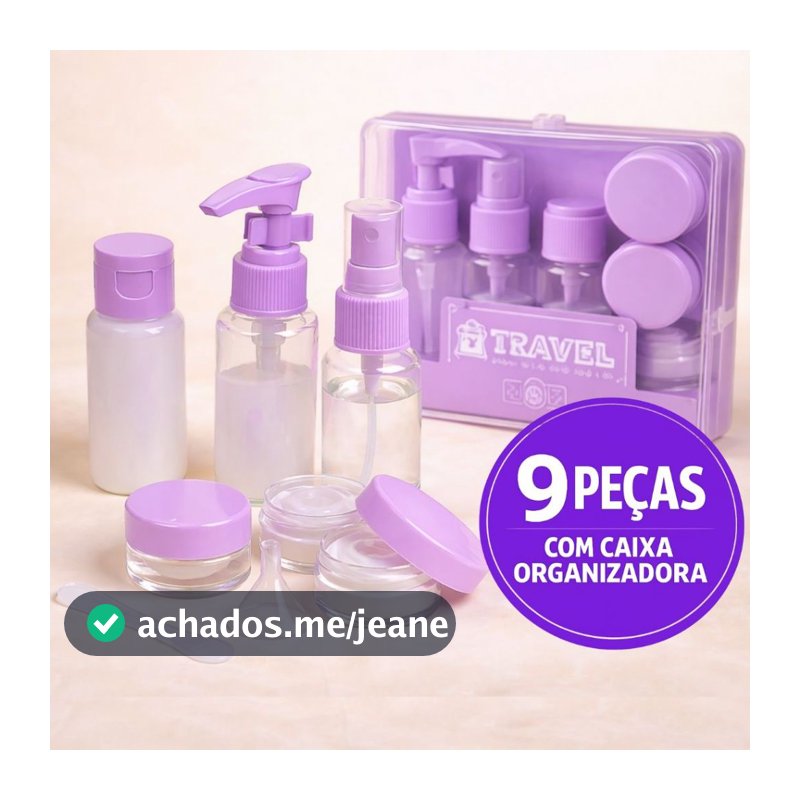 Kit De Frascos Para Viagem Creme Cosméticos 9 Pote Higiene Pessoal Vai Com Necessaire Organizador Transparente Portátil