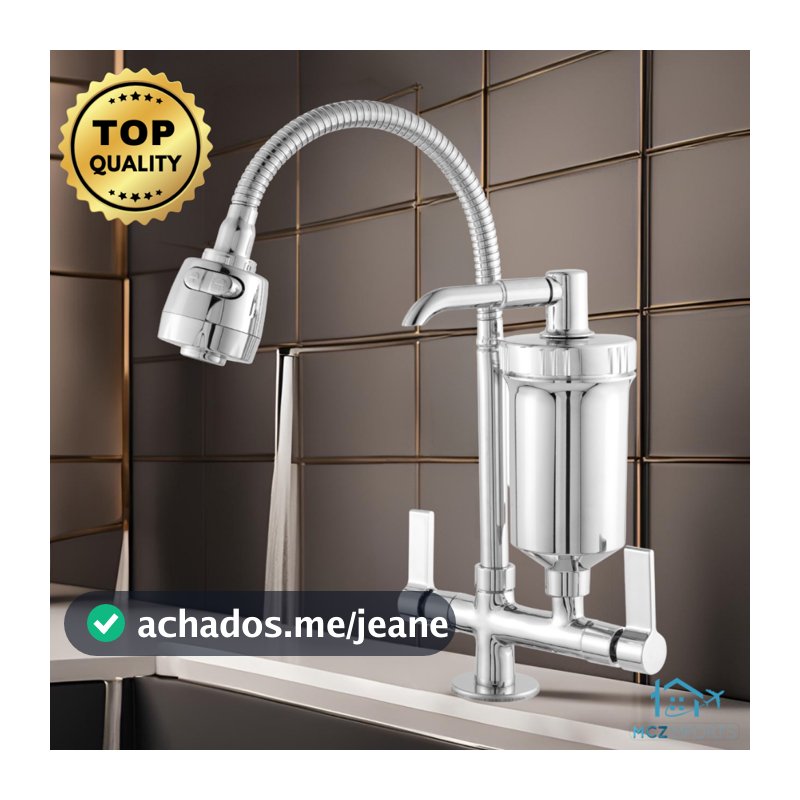 Torneira Gourmet Com Filtro Cozinha Luxo Bancada Pia Mesa1/4 De Volta