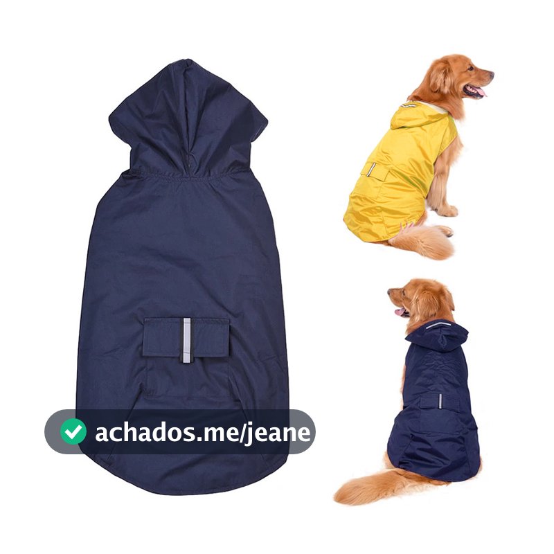 Capa De Chuva Cachorro Para Cães Roupa Impermeáveis Com Capuz Reflexivo