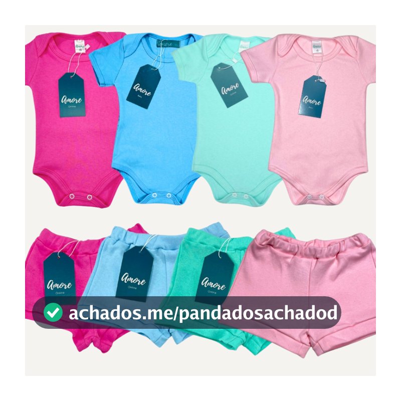 Kit 6 Peças Bebê Body Manga Curta e Shorts Conjunto Roupa Menina Menino Infantil