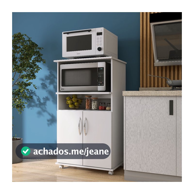 Armários para Cozinha com Espaço para Forno e Micro-ondas Multiuso com Rodinhas