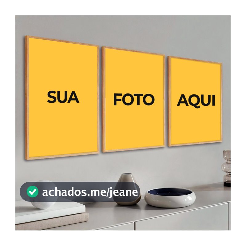 Kit 3 Quadro Decorativo 40X60 Personalizado Com Moldura Foto Grande