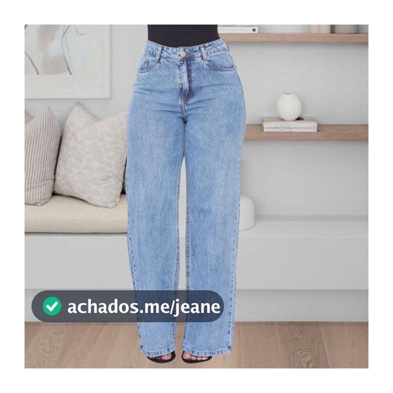 Calça Jeans Feminina Wide Leg Pantalona Cintura Alta  Premium Cós Alto Tecido Grosso Lavagem Gringa