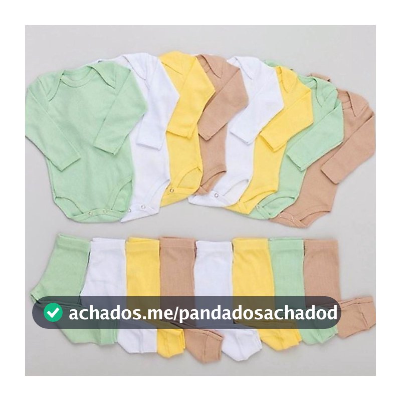 Kit 6 Peças Body e Calça Canelado Bebê Sortidas 100% Algodão 3 Body e 3 Calças Antialérgico