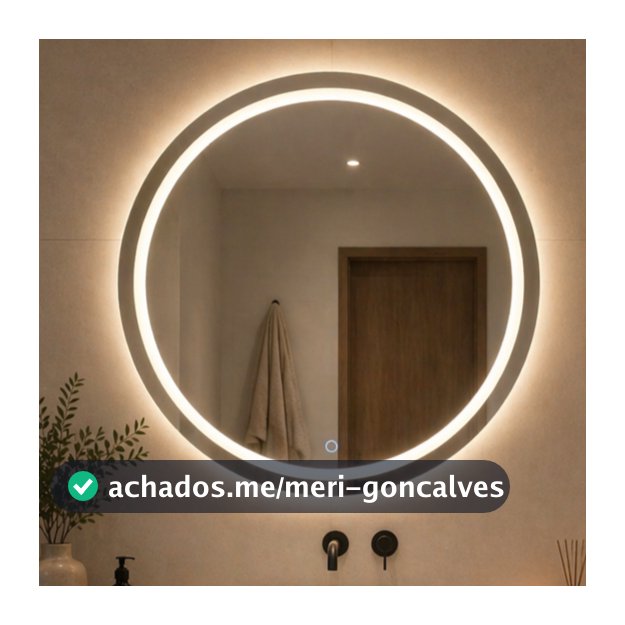 Espelho Redondo Jateado com LED 3 Cores Touch de 40x40 a 60x60cm Luxo Decoração Moderna Bivolt