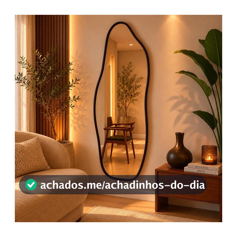 Espelho Flame Com Moldura Em Couro 100x35 90x40 70x30 50x25 Hall Sala Closet