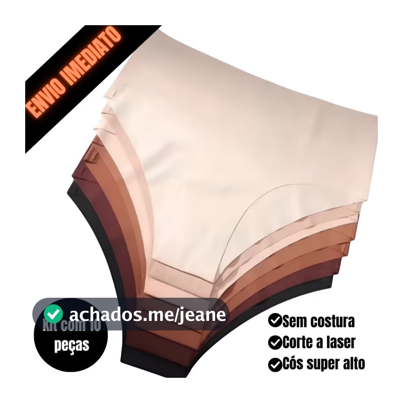 Kit com até 10 Calcinhas Cintura Alta Cós Alto Confortável Sem Costura