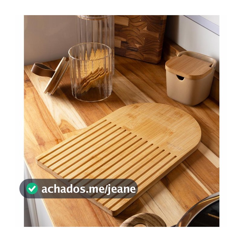 Tábua de Bambu Wolff Lavie 380mm x 190mm x 10mm para Corte e Servir Alimentos na Cozinha Retangular Prática e Resistente