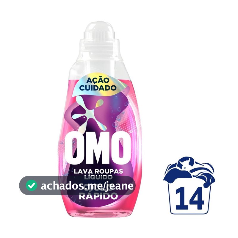 Lava-Roupas Líquido Omo Ciclo Rápido Ação Cuidado Frasco 750ml