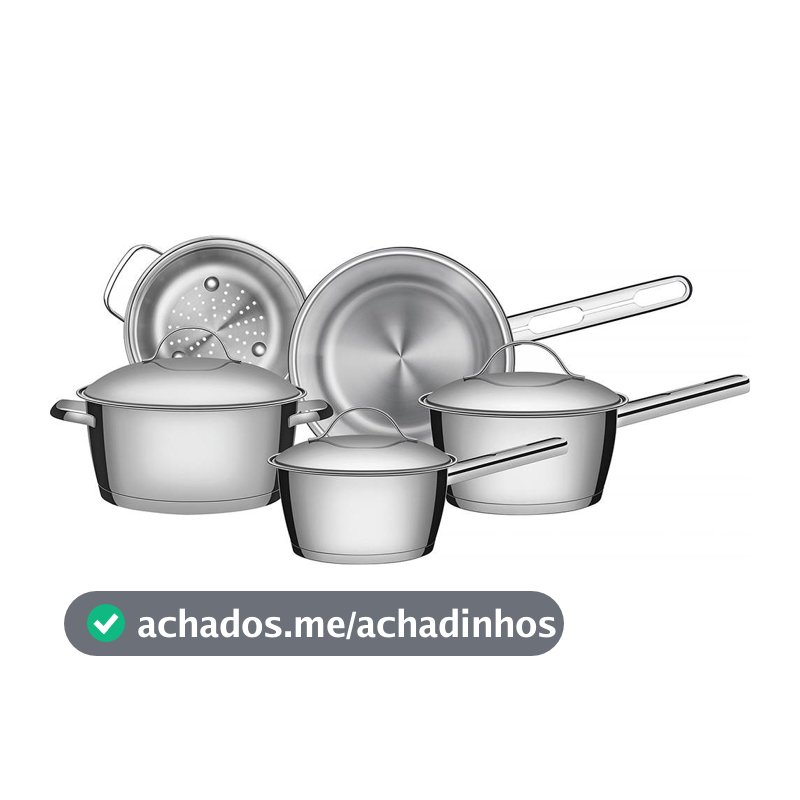 Jogo de Panelas de Aço Inox Indução Tramontina 5 Peças Allegra