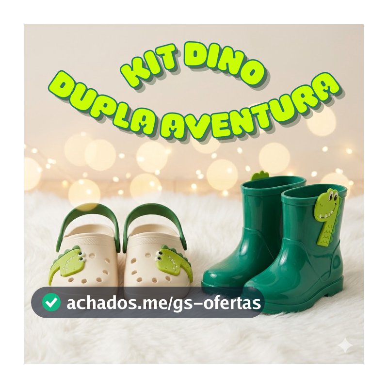 Kit 2 Pares Calçado Infantil  Menino Dino: Sandália Versátil Leve Galocha Impermeável Emborrachado