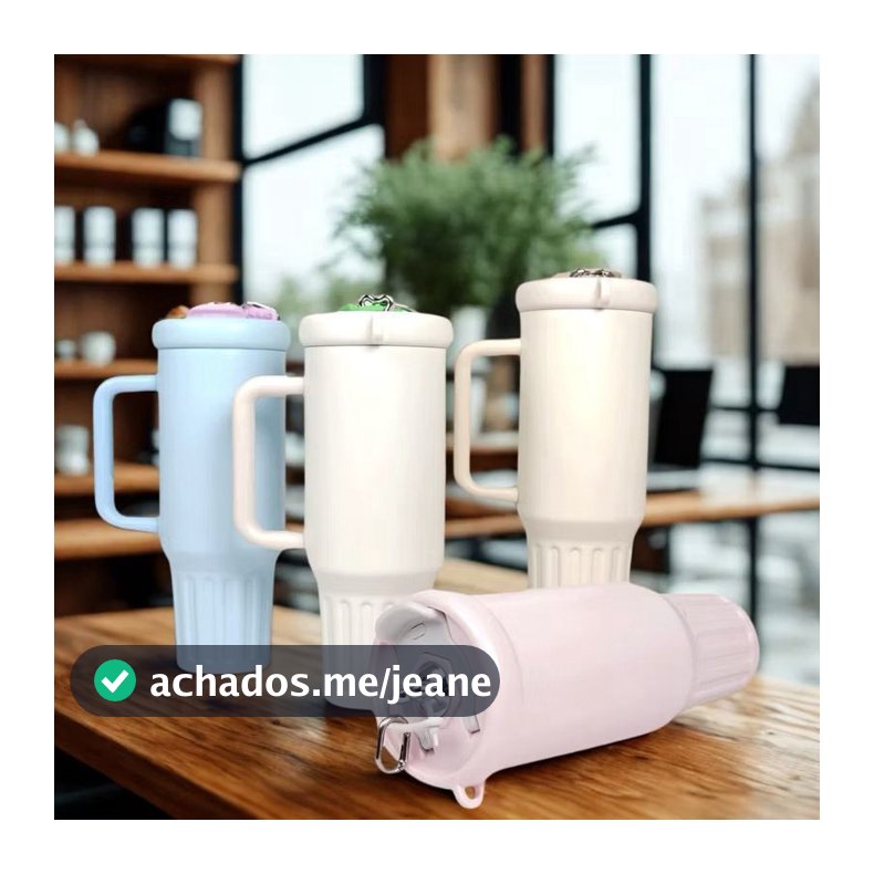 Copo Térmico 1200 ml Com Canudo Material Inoxidável Tampa 2 Funções Alça Aberto ou Fechada