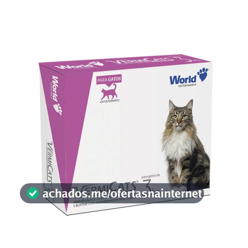Vermicats 600MG 4 Comprimidos Vermífugo Para Gatos Felinos