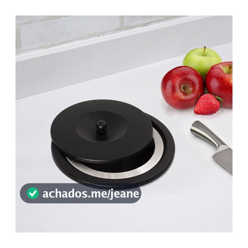 Lixeira Embutir Pia Cozinha Granito 3L Aluminio Preta Fosca