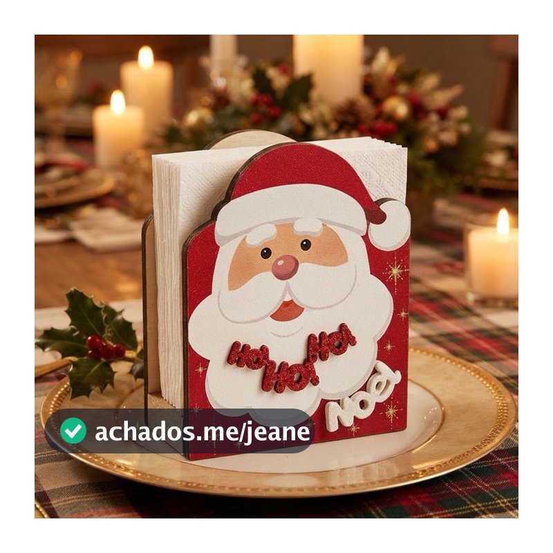 Porta Guardanapo Natalino MDF Mesa Posta Decoração de Natal Papai Noel árvor de natal Enfeite