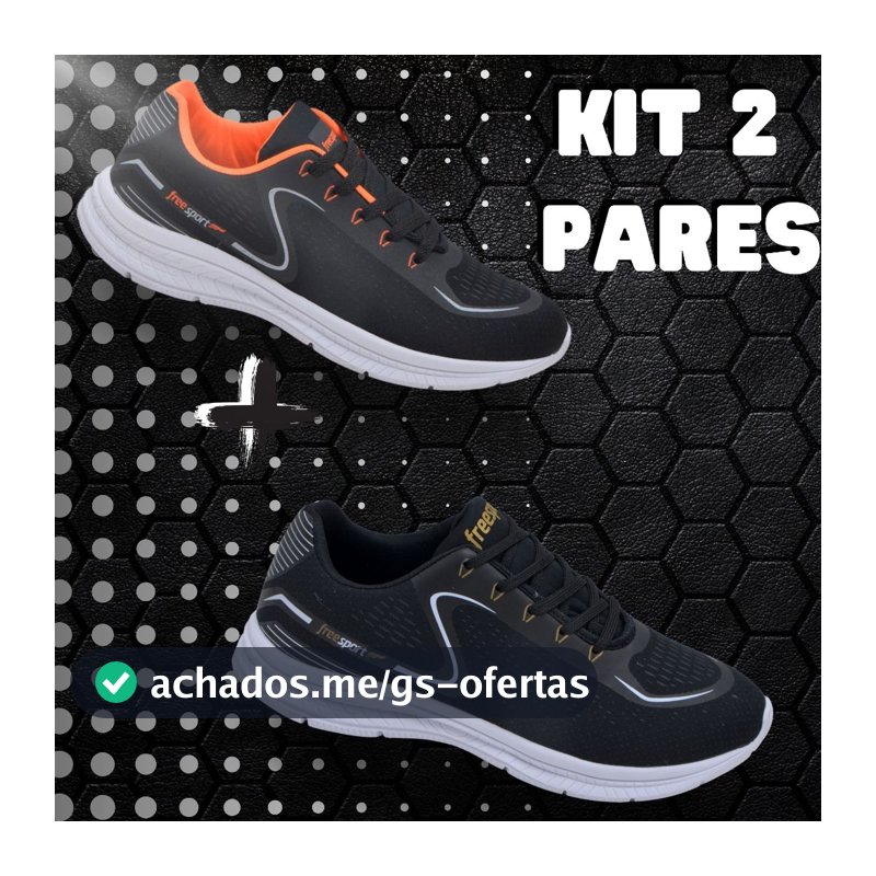 KIT 2 Pares Tênis Masculino Esportivos para Corrida e Academia