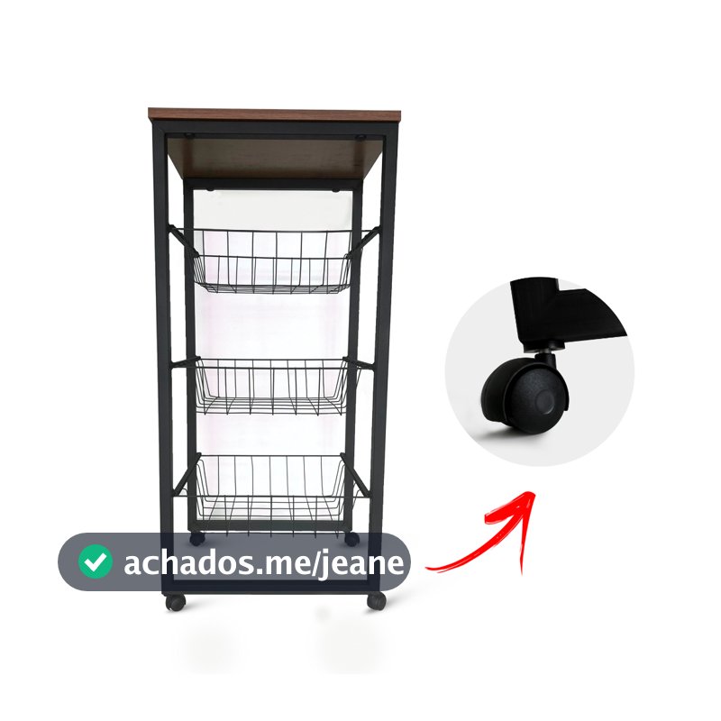 Fruteira De Chão Para Cozinha Em Mdf Aço