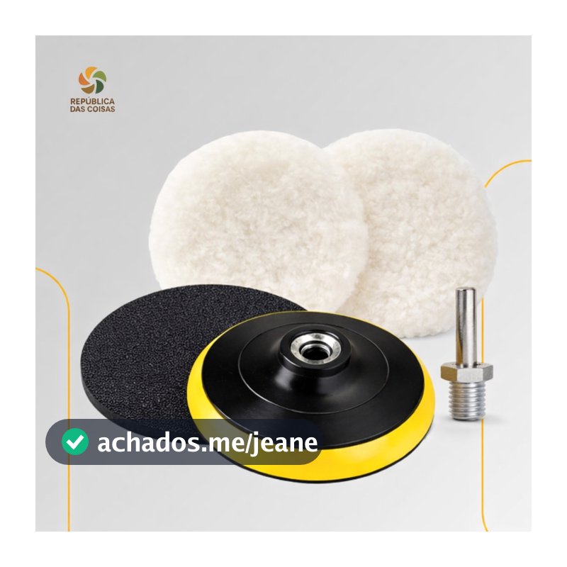 Kit Boina de Lã Polimento Automotivo 125mm 5 Pol Velcro Politriz Furadeira Parafusadeira