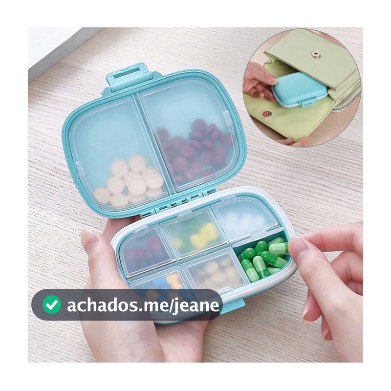 Estojo Caixa Organizadora Porta Comprimidos Cápsulas Compacto De Bolsa Viagem Semanal Divisórias Manhã Noite