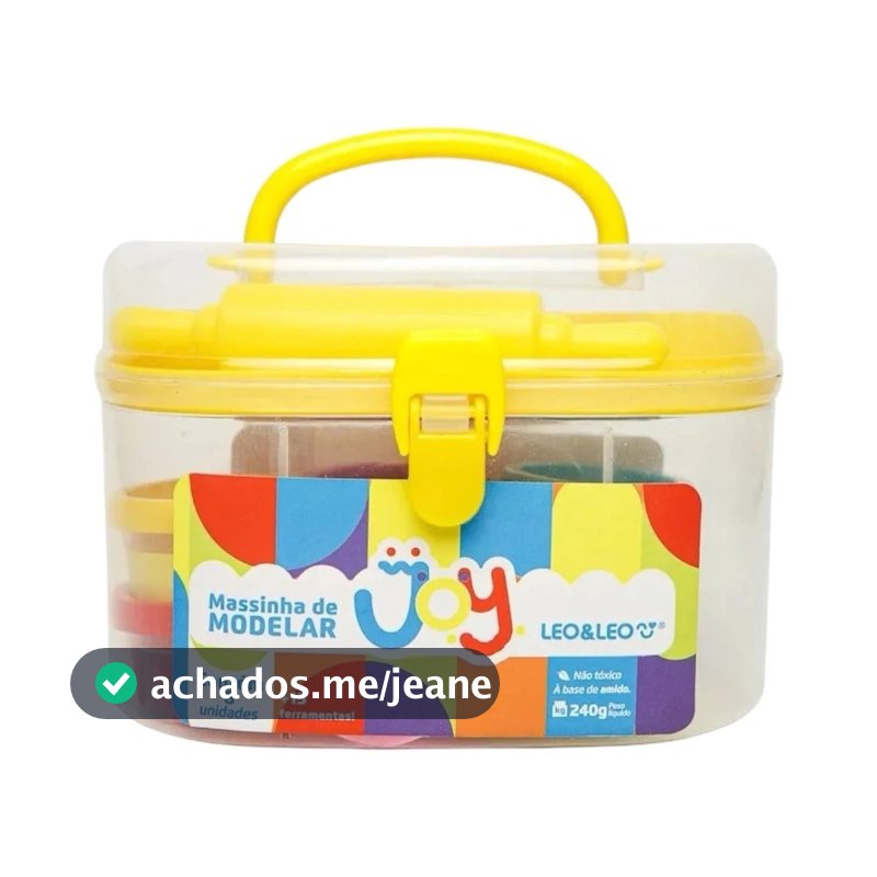 Kit Massinha de Modelar maleta 240g Joy - 8 Unidades + 15 Ferramentas Leo&Leo