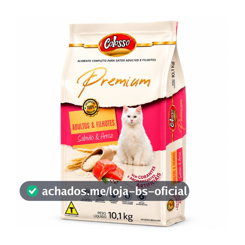 Ração Gatos Adultos e Filhotes Salmão Premium Colosso 10.1 kg