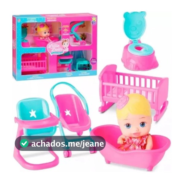 Brinquedo Casinha Little Dolls 1 Boneca Com 6 Acessórios  Divertoys