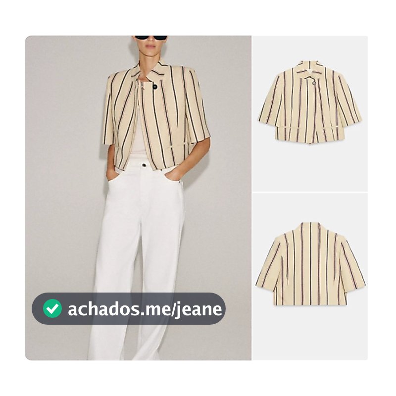 Europeu americano 2026 verão novo estilo feminino manga curta em torno do pescoço listrado Blazer curto7005786